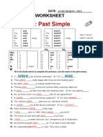 BE VERB: Past Simple: Grammar Worksheet