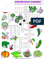 Vegetables Vocabulary Crossword Puzzle Worksheet