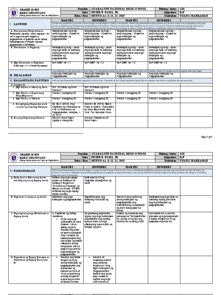 Dll Esp 10 1st Quarter Pdf