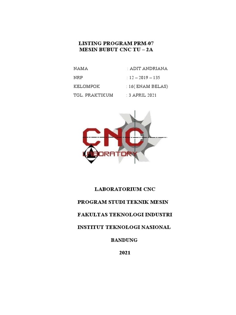 Program CNC Bubut TU-2A dan Contohnya | PDF