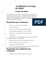 Guía para La Afiliación A La Caja Nacional de Salud