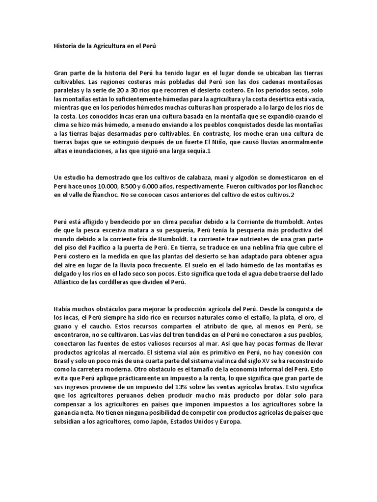 Historia De La Agricultura En El Perú Pdf Agricultura Agricultura