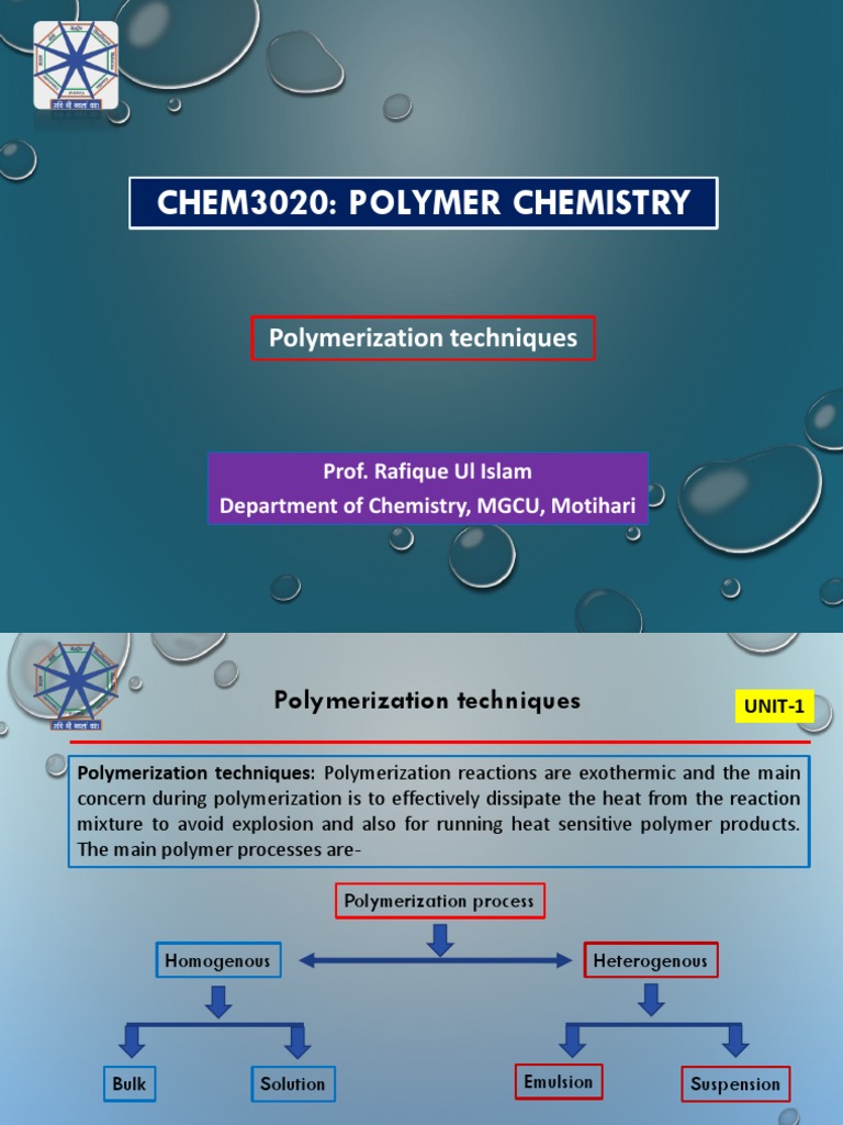 Polymerization Techniques Overview | PDF | Polymers | Emulsion