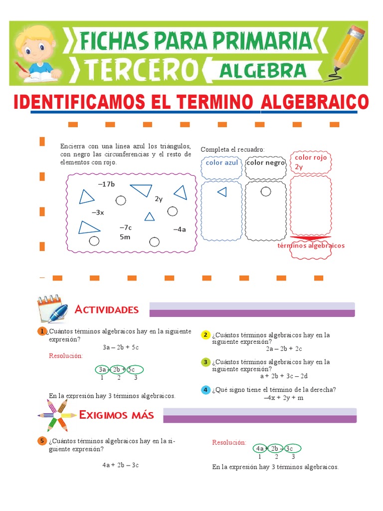 Reconocemos El Término Algebraico para Tercero de Primaria | PDF