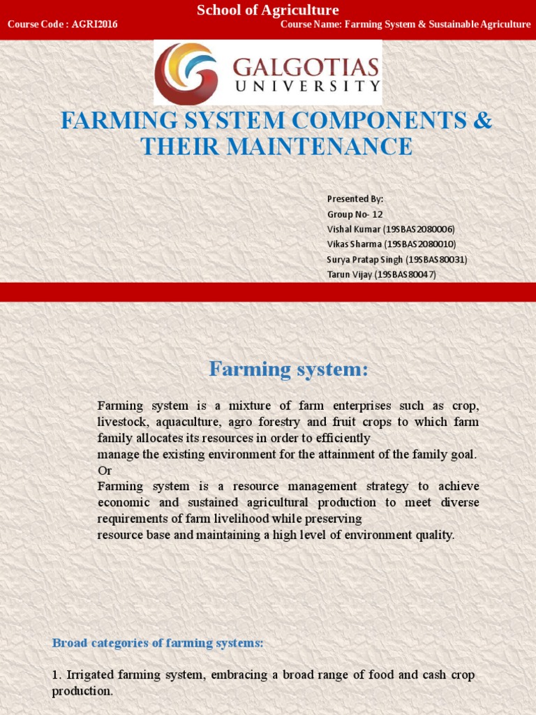 Farming System Components & Maintenance | PDF | Livestock | Farmer