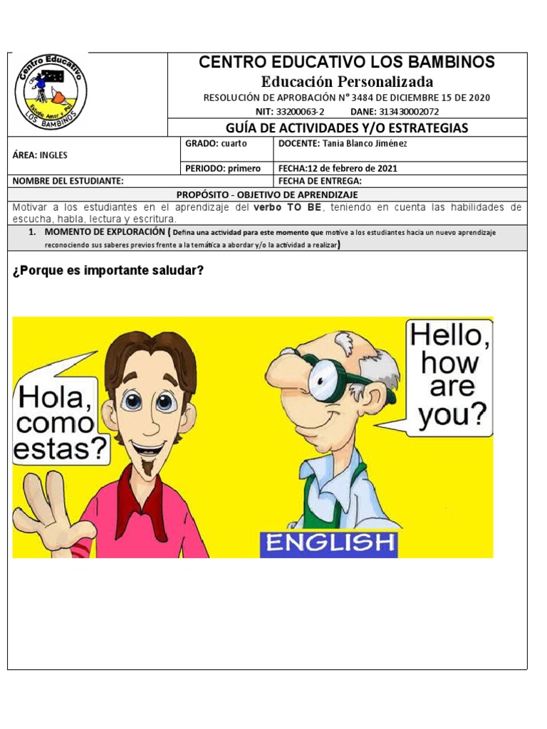 Actividades de Inglés para Cuarto Grado | PDF