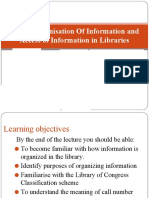 Unit 3: Organisation of Information And: Access To Information in Libraries