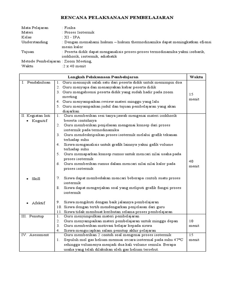 Contoh Soal Isotermal Isobarik Isokhorik Dan Adiabatik