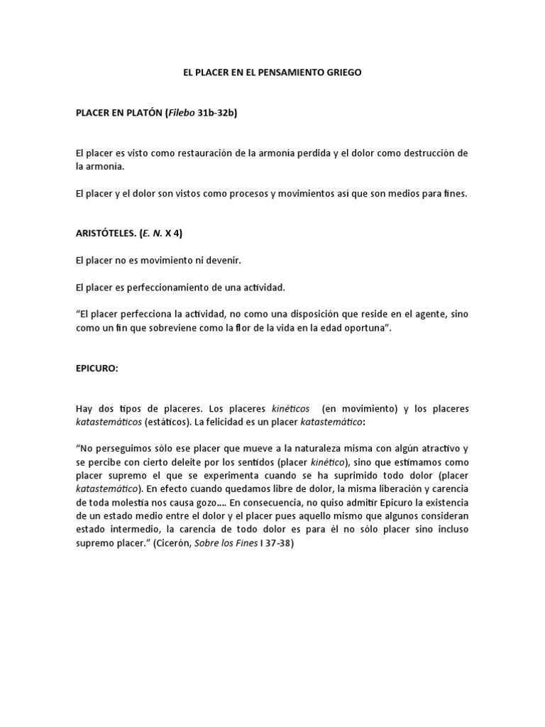 El Placer en el Pensamiento Griego | PDF | Religión y espiritualidad
