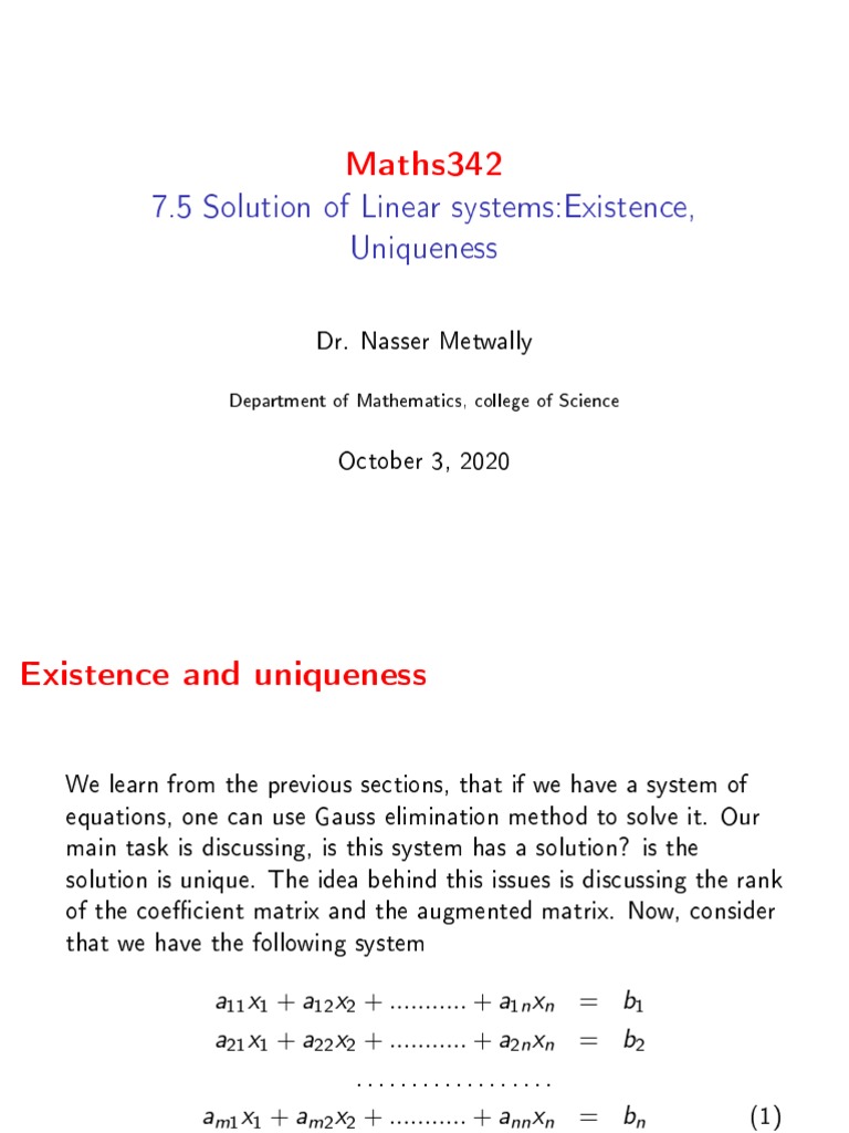 Existence and Uniqueness of Solutions | PDF | Analysis | Algorithms