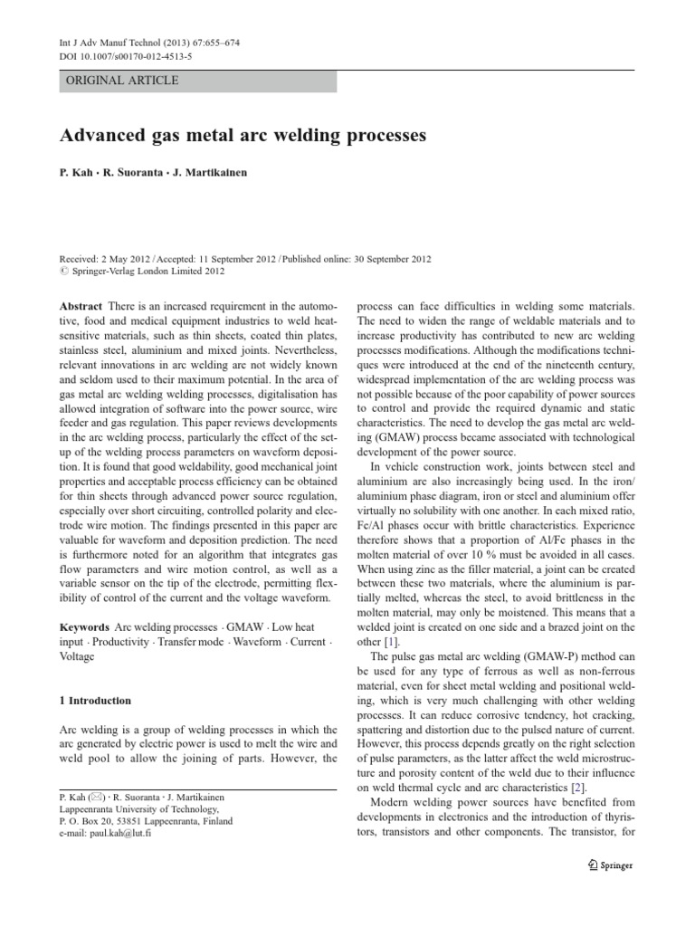Advanced Gas Metal Arc Welding Proc | PDF | Welding | Construction