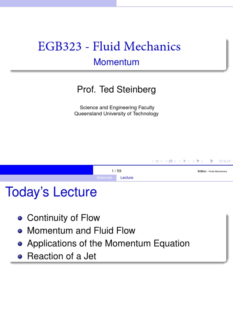 Fluid Mechanics: Continuity & Momentum | PDF | Fluid Dynamics | Momentum