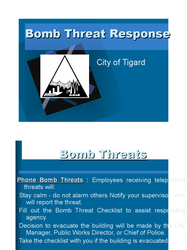 Bomb Threat Response Procedures | PDF | Law Enforcement | Crime & Violence