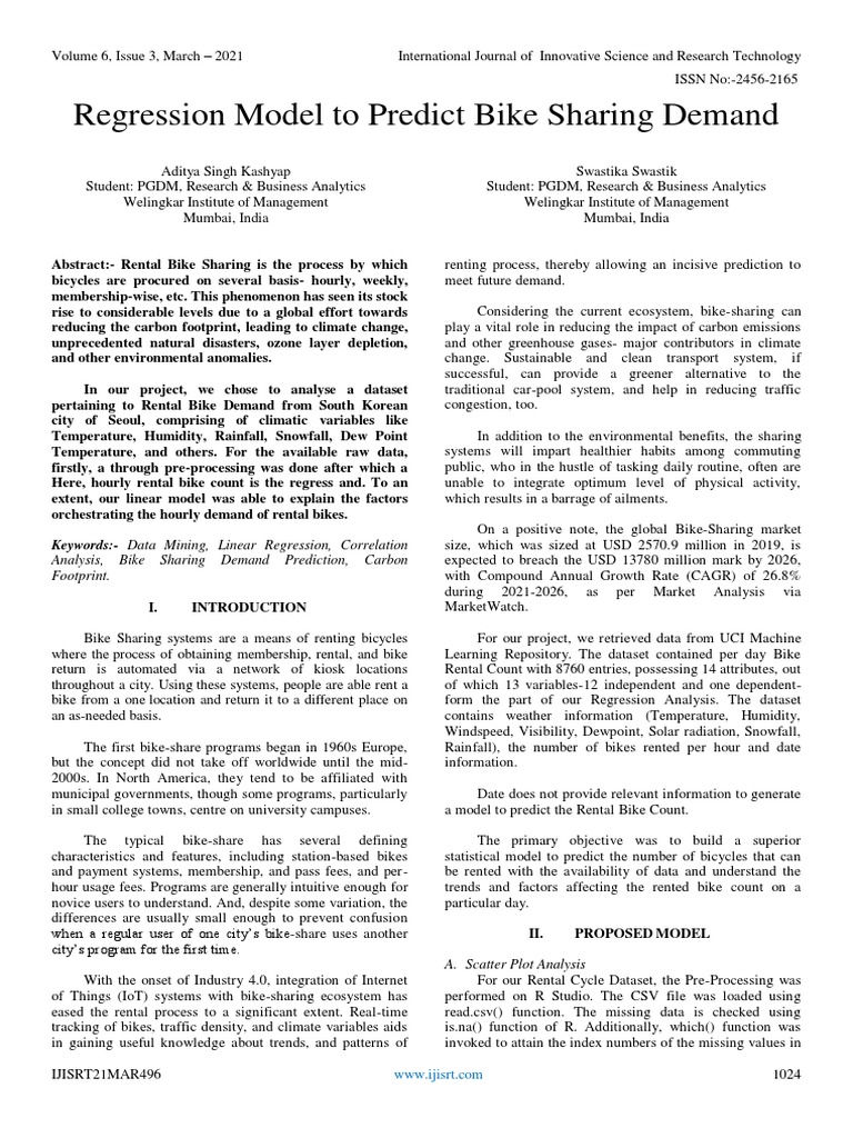 Predicting Bike Demand in 2021 | PDF | Coefficient Of Determination ...