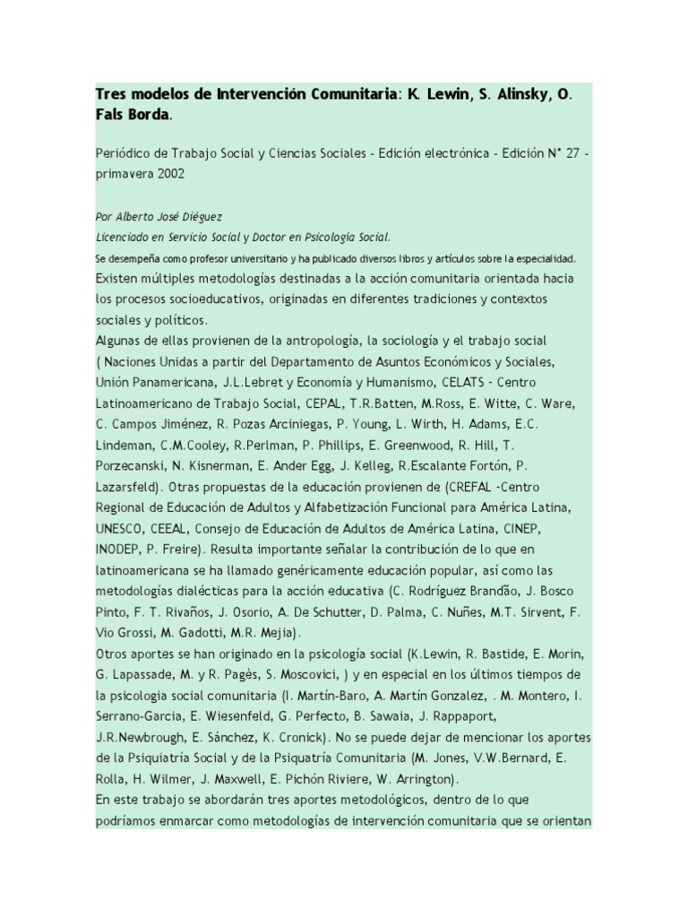 Modelos de Intervención Comunitaria | PDF | Sicología | Método científico