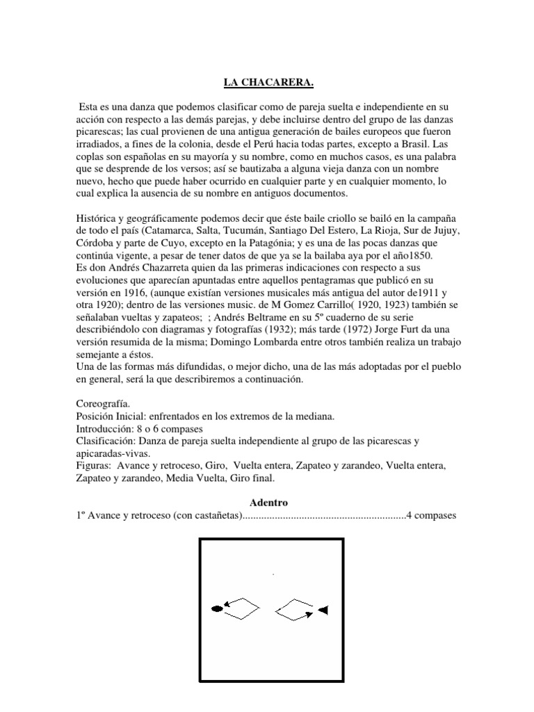 Coreografía de la Chacarera Simple | PDF | Bailes | Musica Latinoamericana