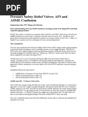 Orifice Size API VS ASME
