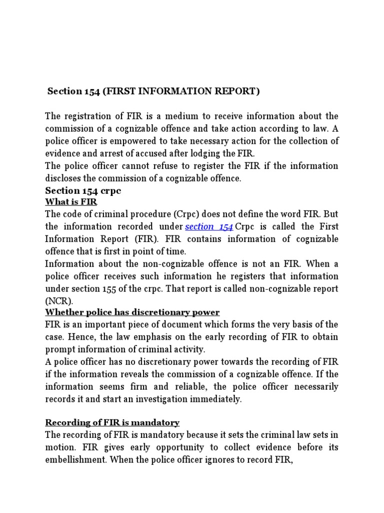 section-154-crpc-what-is-fir-pdf-public-law-common-law