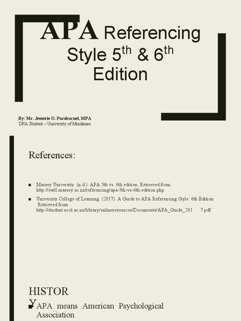 Referencing Style 5 & 6 Edition: TH TH | PDF | Apa Style | Digital ...