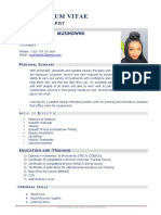 Curriculum Vitae: Ruvimbo M. M. Musingwini