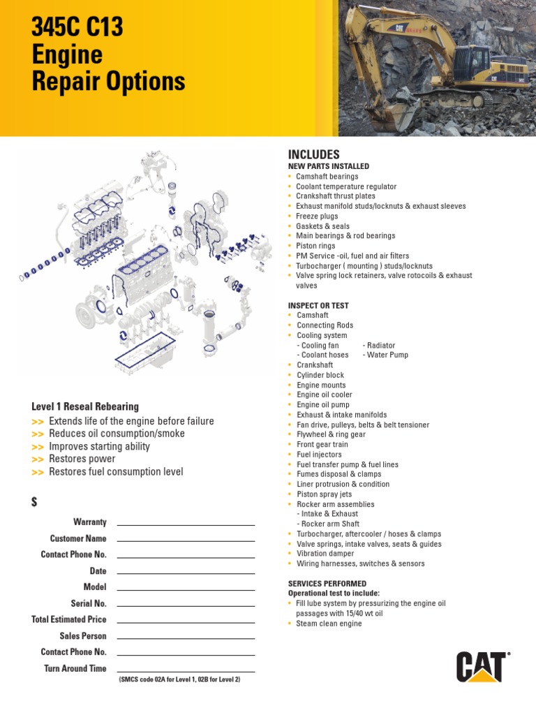 345C C13 Engine Repair Options | PDF | Engines | Turbocharger