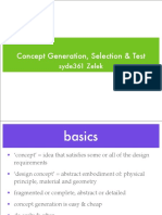 Concept Generation, Selection & Test: Syde361 Zelek