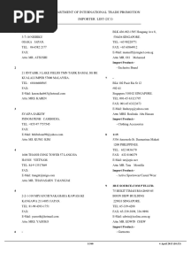 Department of International Trade Promotion Importer List Compress