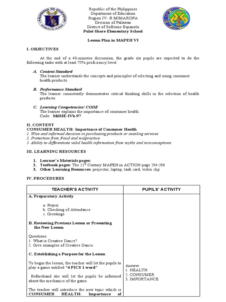 The Importance of Wise Consumer Health Choices: A Lesson Plan on Making ...