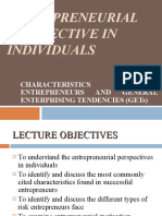 Entrepreneurial Perspective in Individuals: Characteristics OF Entrepreneurs AND General Enterprising Tendencies (Gets)