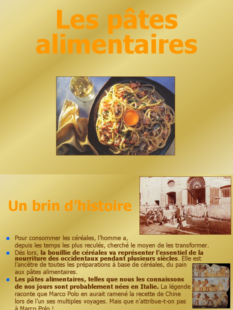 Histoire et fabrication des pâtes alimentaires | PDF | Pâtes | Blé