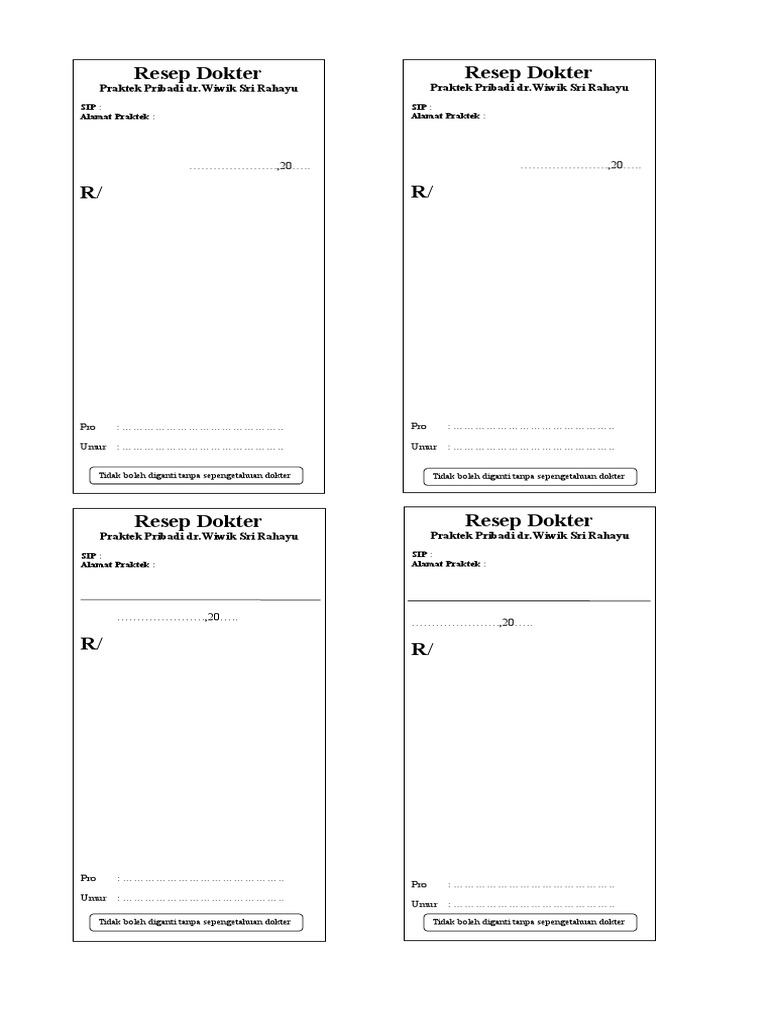 Contoh Format Resep Dokter Pribadi | PDF | Kesehatan Holistik