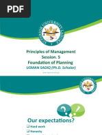 Foundation of Planning: Principles of Management Session. 5