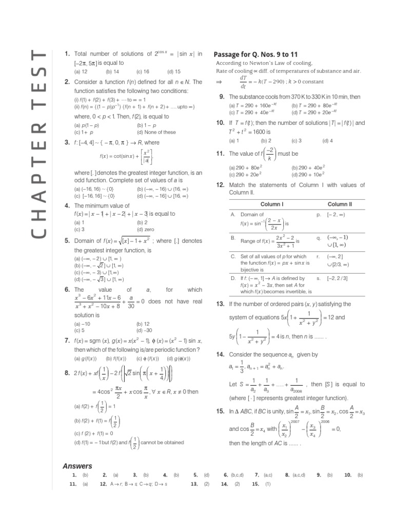 Advance Level Problems | PDF | Function (Mathematics) | Mathematical ...