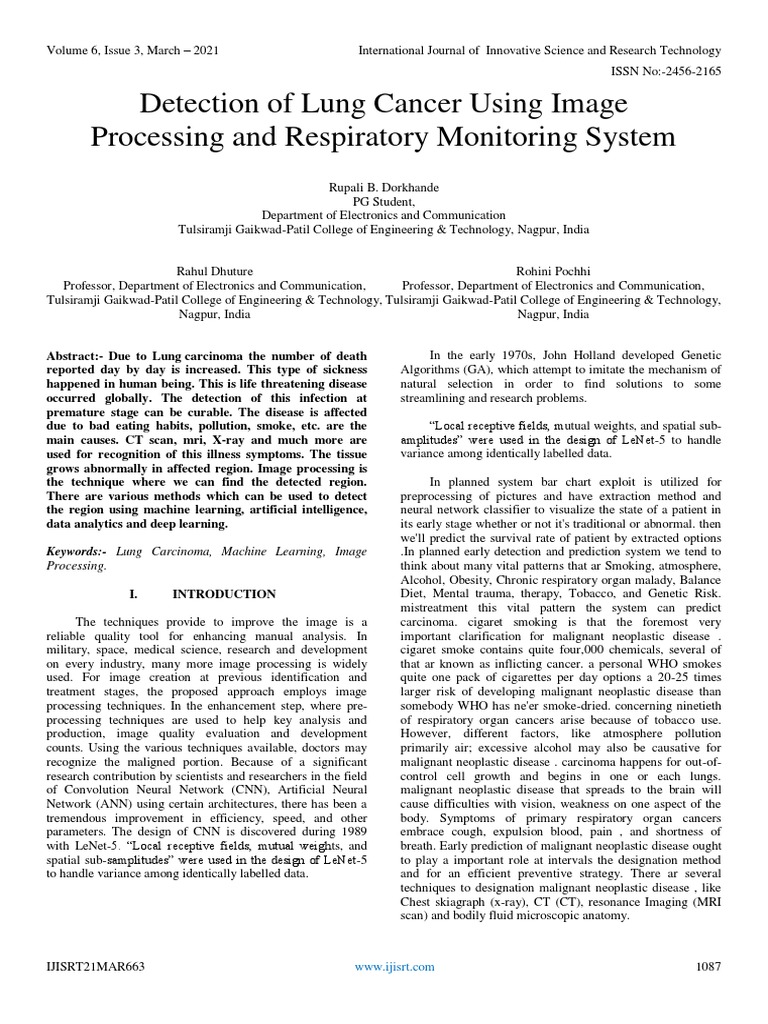 Lung Cancer Detection via Image Processing | PDF | Machine Learning ...