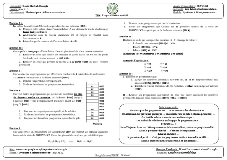 TD 2 - TD programmation Python - TD N° 2 de Programmation - GEE