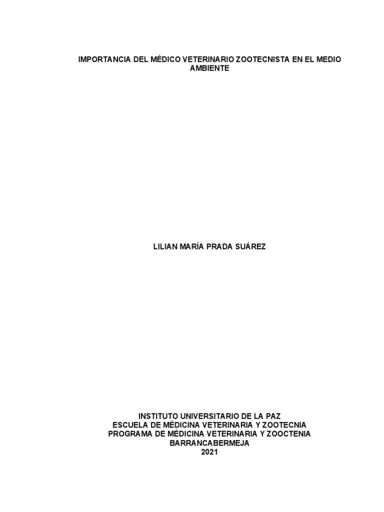 Rol del Médico Veterinario en el Medio Ambiente | PDF | Medicina ...