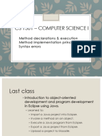 Cs 1301 - Computer Science I: Method Declarations & Execution Method Implementation Principles Syntax Errors