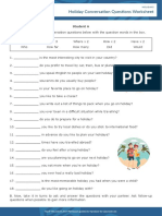 Holiday Conversation Questions Worksheet