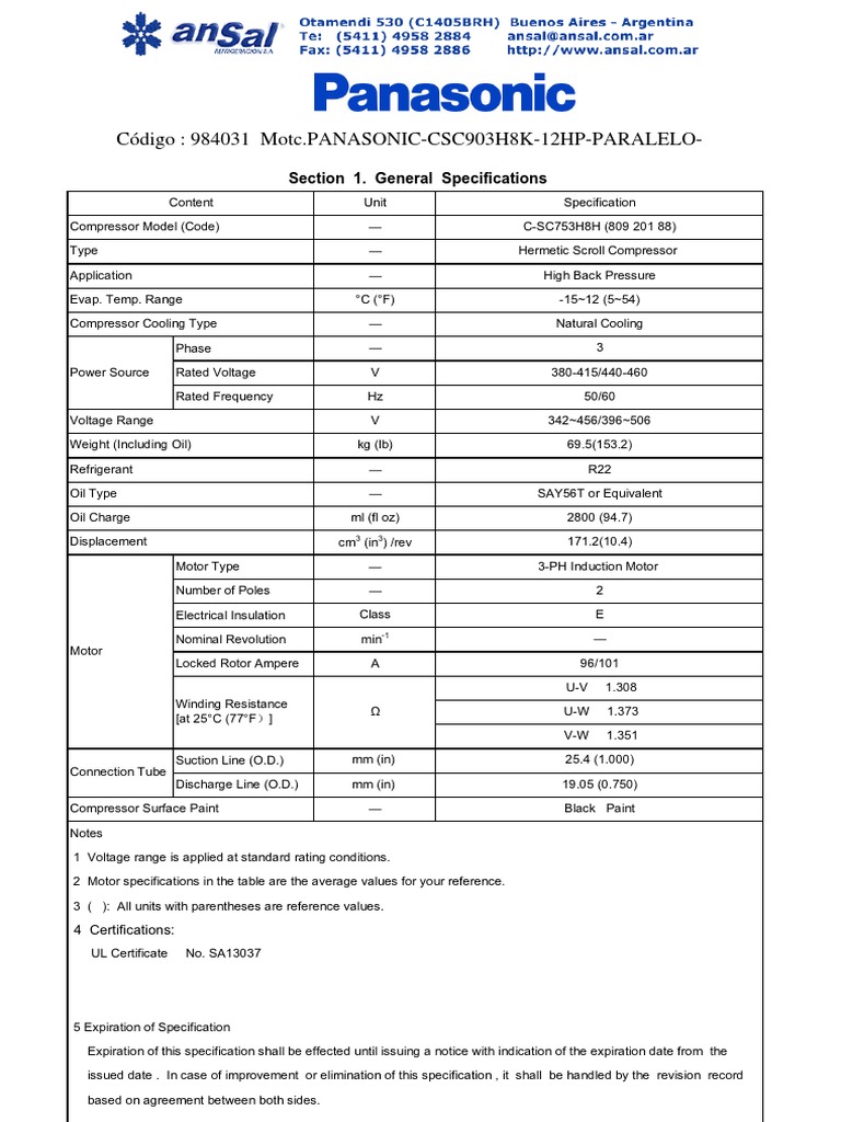 Compressor Specifications and Guidelines | PDF | Thermostat | Building ...