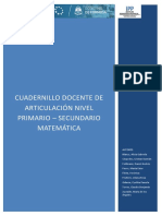 Cuadernillo Del Docente - Articulación Matemática - Noviembre 2019