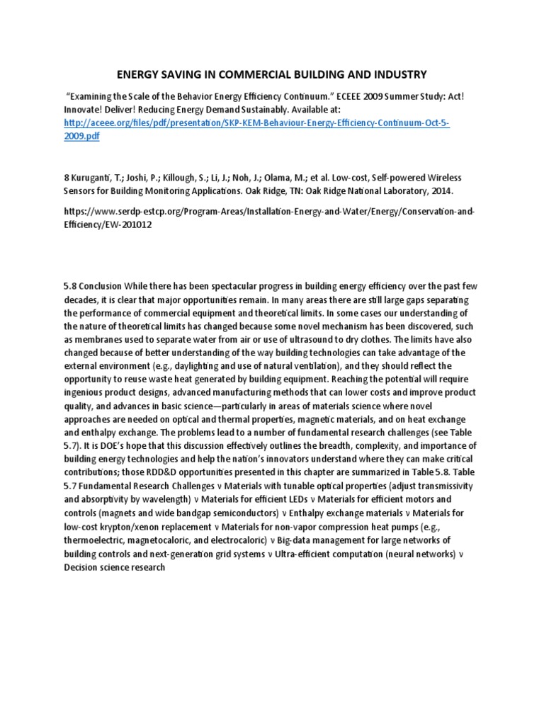 Energy Saving in Commercial Building and Industry | PDF | Efficient ...