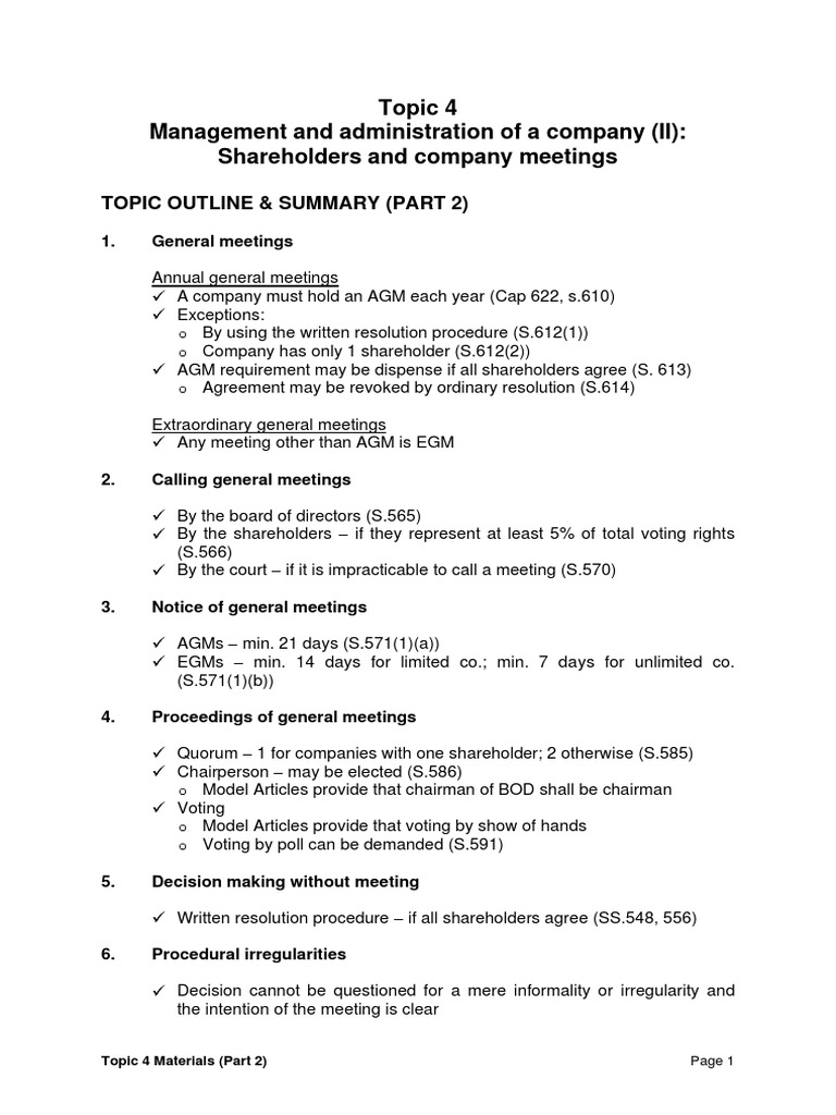 Topic 4 Materials (Part 2) | PDF | Proxy Voting | Quorum