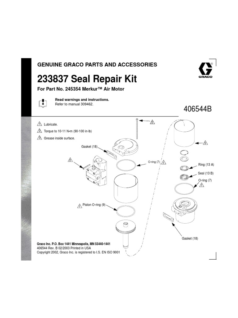 Seal Repair Kit Genuine Graco Parts and Accessories PDF