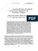 Effects of Group Socialization Procedures On The Social Interactions of Preschool Children