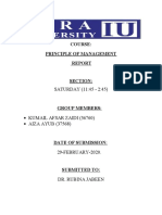 Course: Principle of Management: SATURDAY (11:45 - 2:45)