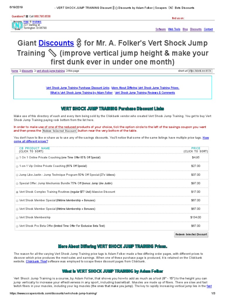 Vert Shock Jump Training Discounts | PDF | Self-Improvement