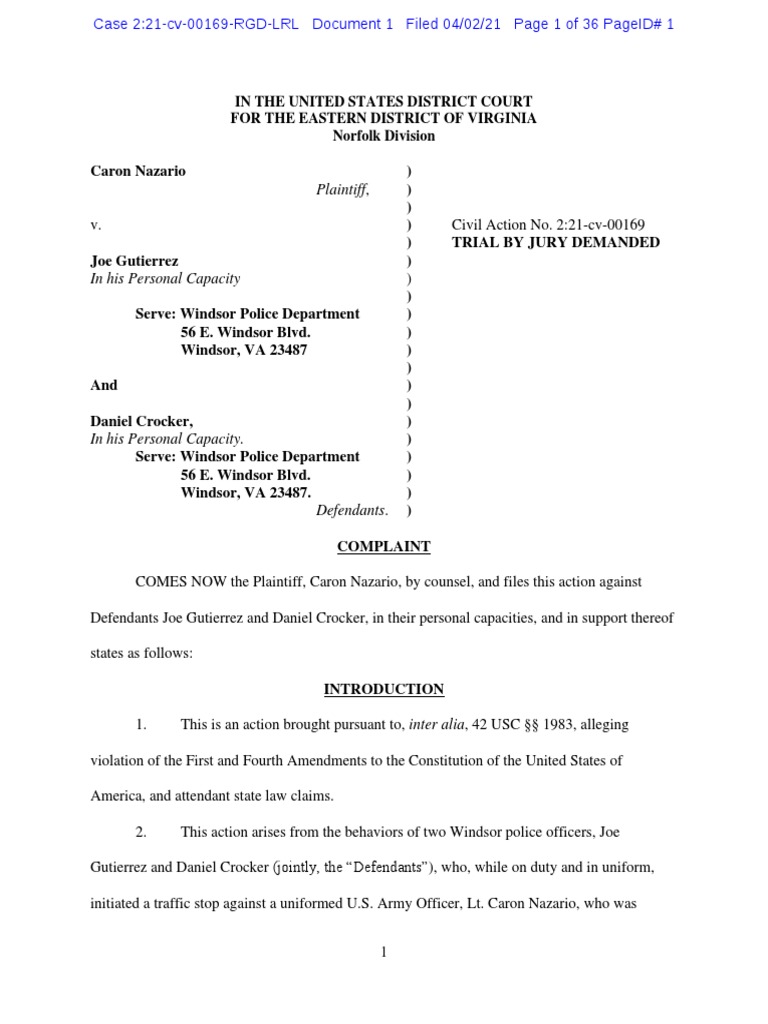 Virginia Traffic Stop PDF Traffic Stop Fourth Amendment To The