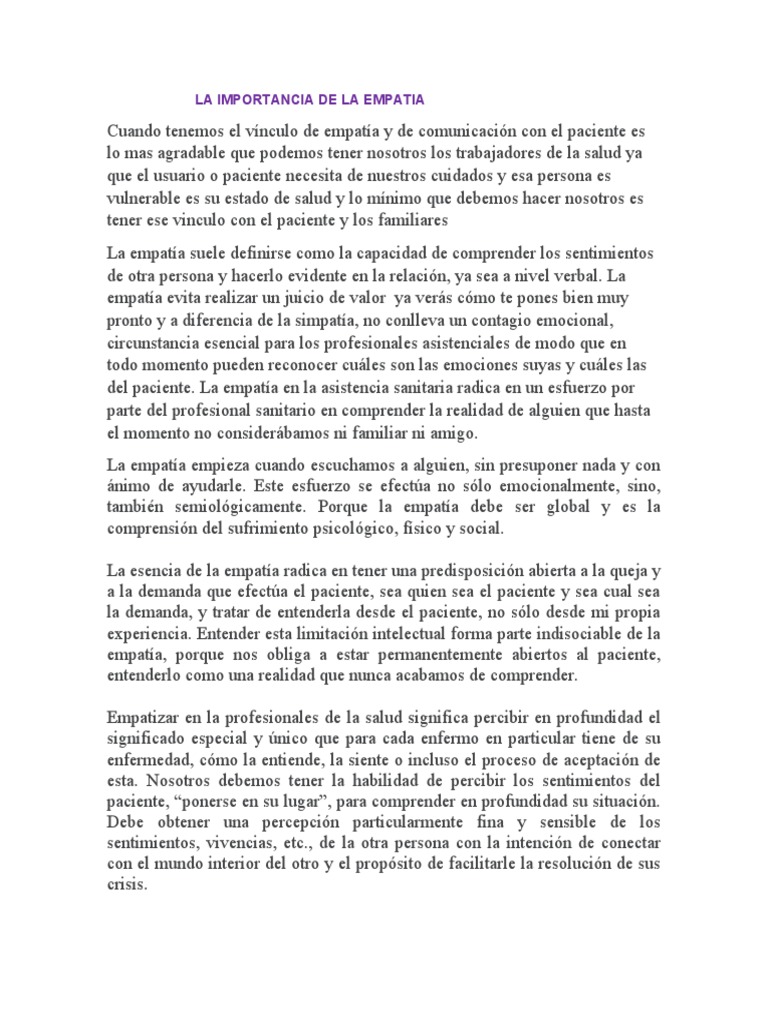 Importancia de la Empatía en Salud | PDF | Empatía | Las emociones