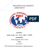 Human Resources Management Assignment: Arifin Assaly, S.E., M.M., Mba., FCHFP