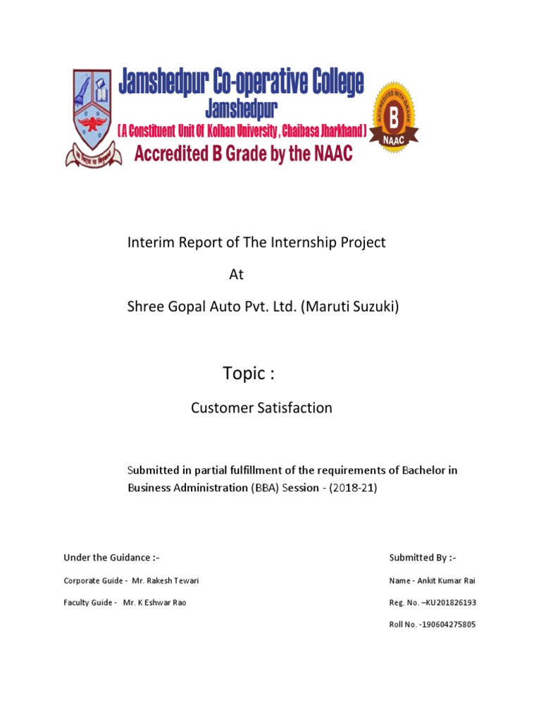 Customer Satisfaction at Shree Gopal Auto | PDF | Customer Satisfaction ...